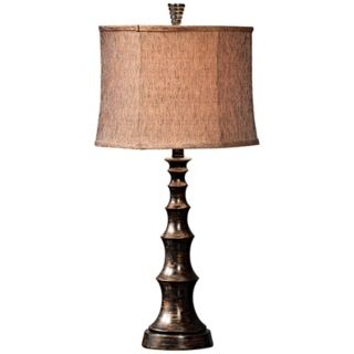 Weathered Bronze Tweedy Linen Table Lamp   #J1235