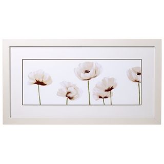 White Poppies Line up II Glass Covered 32 Wide Print   #K4906