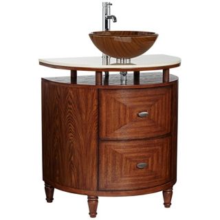 Golden Line Marble and Wood Vanity with Sink   #W5037