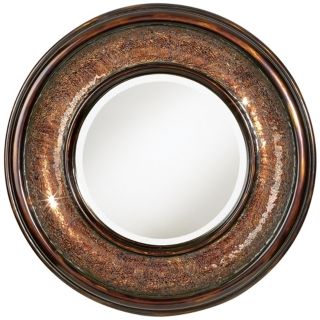 Bronze Mosaic 36" Wide Round Wall Mirror   #T6803