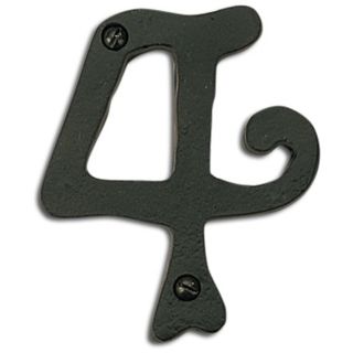 Large Scroll Black Finish House Number 4   #P3158