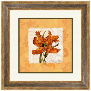 Orange Floral I 20 1/2" Square Framed Wall Art   #X2134
