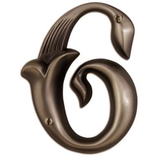 Alhambra Aged Bronze Finish House Number 6   #P2154