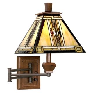 Walnut Mission Collection Plug In Swing Arm Wall Lamp   #91974