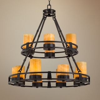 Sunset Onyx Stone 12 Light Faux Candle Chandelier   #R6623