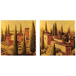Set of 2 Tuscan Village 12" Square Lacquered Wall Art   #N5815