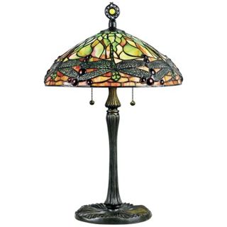 Quoizel Green Dragonfly Tiffany Style Table Lamp   #17617
