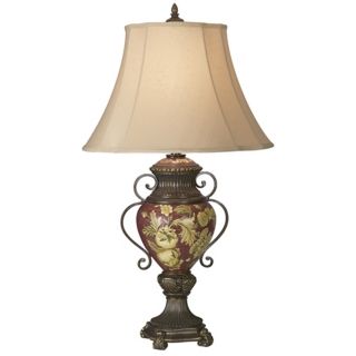 Possini Collection Tuscan Red Floral Urn Table Lamp   #00754