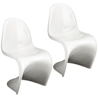 Set of Two White S Chairs   #G3998