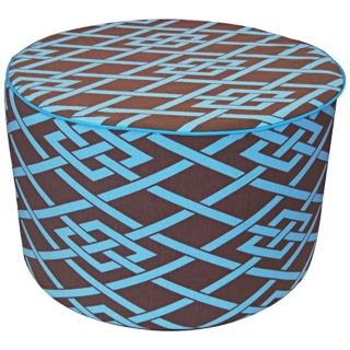 Point Round Brown and Blue Ottoman   #Y5373