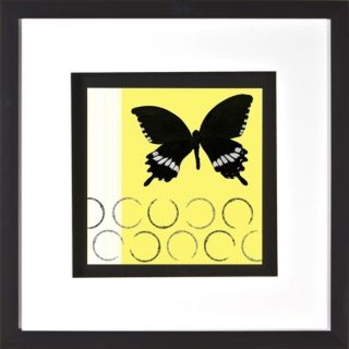 Butterfly on Yellow Print Under Glass 20" Square Wall Art   #H1897