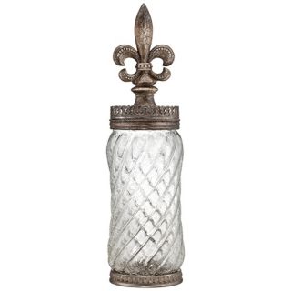 Fleur De Lis 18 High Bronze and Glass Canister   #X0625  