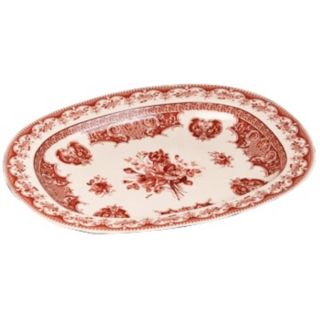 Red and White Porcelain 20 1/2" Wide Tray   #R3319