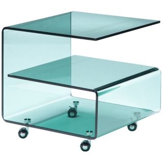 Clear Tempered Glass G Shaped Side Table   #K0723