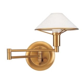 Holtkoetter Antique Brass White Glass Swing Arm Wall Lamp   #36373