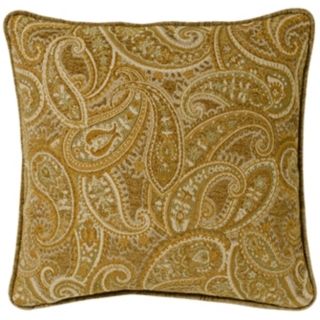 Beige Gold Paisley 18" Square Pillow   #G2934