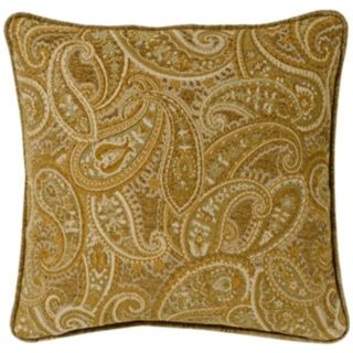 Beige Gold Paisley 20" Square Pillow   #G2935
