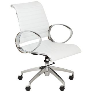 Linear White and Chrome Low Back Desk Chair   #U7607