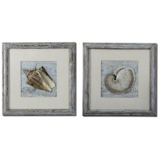 Set of 2 Weathered Shells 23" Wide Uttermost Wall Art   #X1195