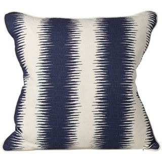 Shock 20" Square Blue and Beige Stripe Throw Pillow   #W6904