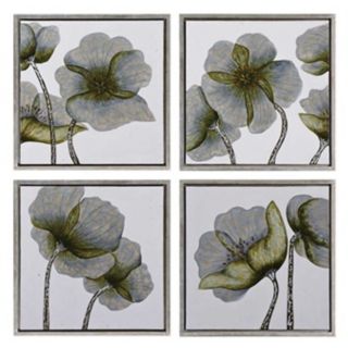 Set of 4 Uttermost Floral Glow 22" Square Wall Art   #W2800