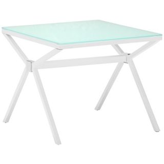 Zuo Xert White Glass Modern Side Table   #V9172