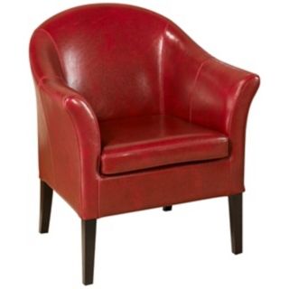 1404 Red Leather Club Chair   #W6109