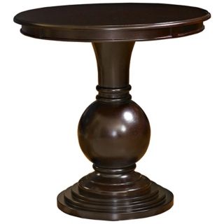 Round Espresso Wood Accent Table   #W9149