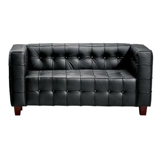 Zuo Black Leather Tufted Loveseat   #35998