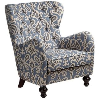 Soft Blue Ikat Pattern Armchair   #V9440