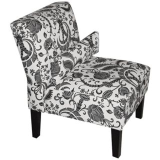 Black and White Domino Print Armless Chair   #N6117