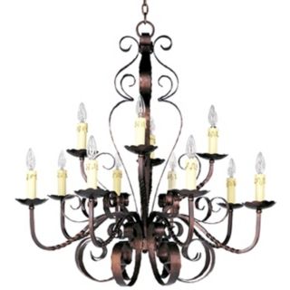 Aspen Collection 36" Wide Two Tiered Wrought Iron Chandelier   #33917