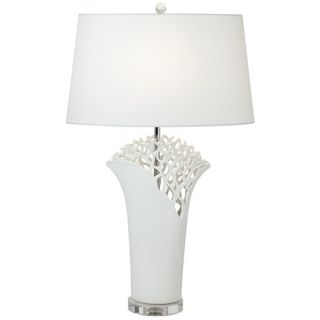 Possini Euro White Coral Oval Shade Table Lamp   #U2825