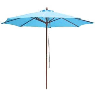 9' High Mountain Blue Market Umbrella with Wooden Pole   #T4725