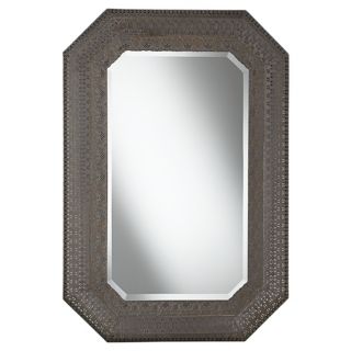 Cut Corner Pounded Metal 37" High Wall Mirror   #X3212