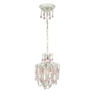 Crystal Scroll White and Pink 16" Wide Swag Chandelier   #P5788