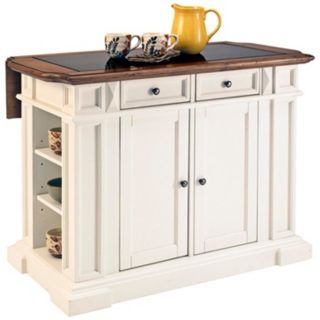 White and Oak Kitchen Island with Drop Leaf   #X1458