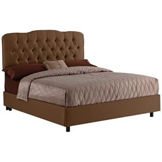 Chocolate Shantung Tufted Bed   #N6273