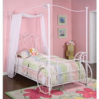 Princess Emily White Carriage Canopy Bed   #N5383