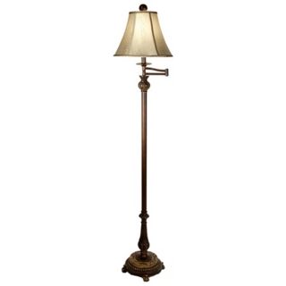 Adele Bronze and Faux Marble Swing Arm Floor Lamp   #R1016  