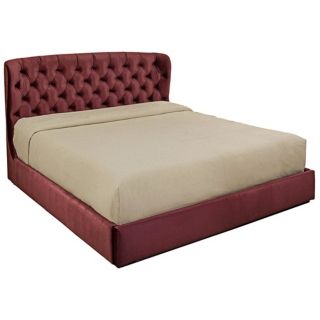 Claridge Burgundy Tufted Leather Bed (King)   #X2118