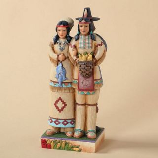 Jim Shore Harvest Thanksgiving Pilgrim Indian Two Sided Figurine