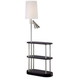 Triple Shelf Brushed Steel Espresso Floor Lamp   #R2602