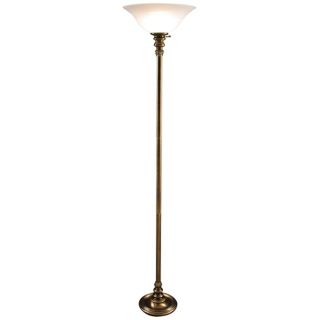 Jeanette Antique Brass Torchiere Floor Lamp   #V0491
