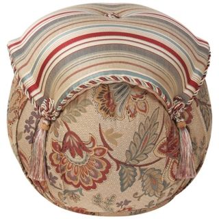 Dempsey Striped and Floral Tassel Ottoman   #U0748