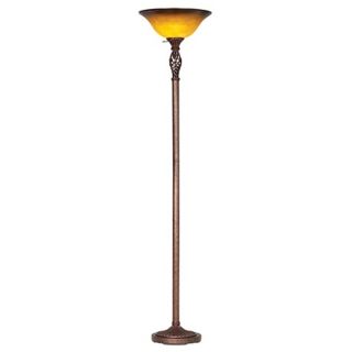 Twisted Cage Glass Shade Torchiere Floor Lamp   #94212