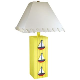 Triple Sailboat Yellow Table Lamp   #J2573