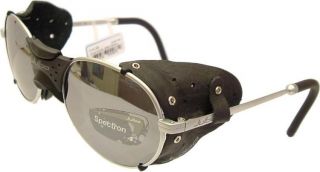 Julbo Drus Sunglasses Silver Frame Black Leather Side Shields Flash