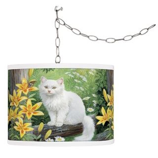 Cat and Butterfly Giclee Swag Style Plug In Chandelier   #F9542 G9594
