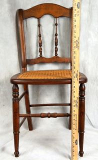 L354P Antique Late Victorian Side Chair Circa 1910 Cane Seat Turned